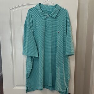 Vineyard Vines Teal Striped Polo Shirt